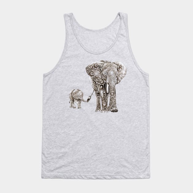 Swirly Elephant Family Tank Top by VectorInk